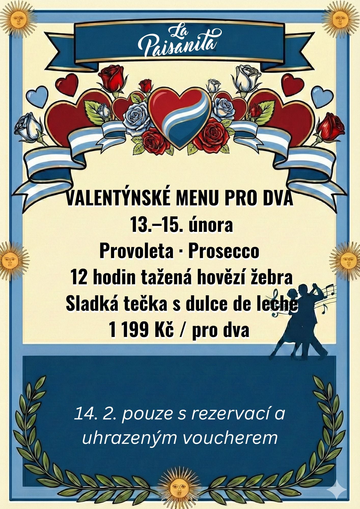 Valentine’s Menu for Two – February 13–15