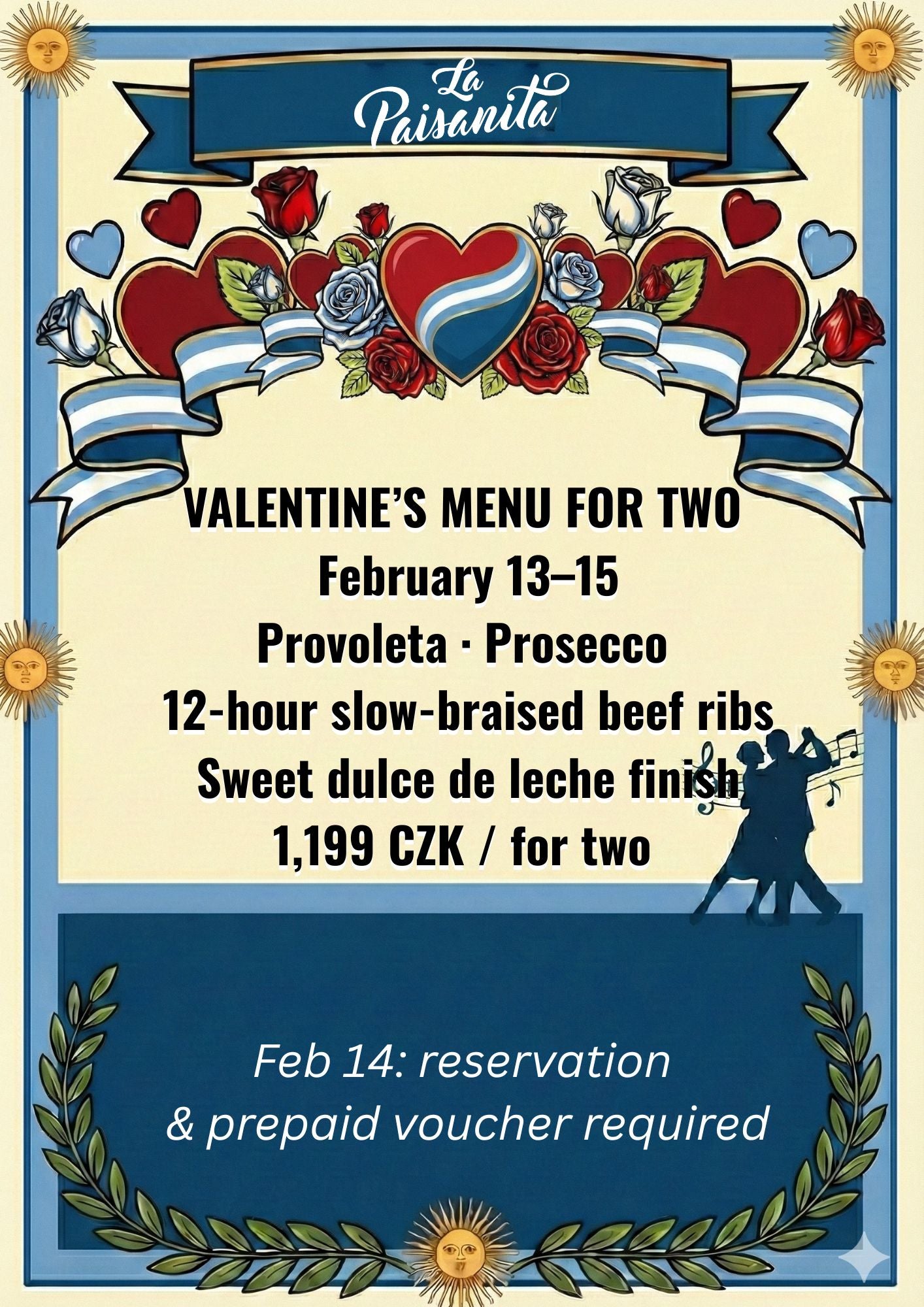 Valentine’s Menu for Two – February 13–15